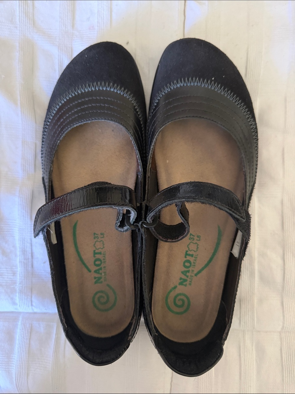 Naot Black Mary Jane Flats with Adjustable Strap
